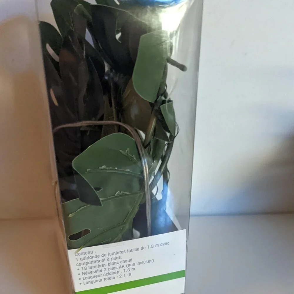 NWT Tropical Monstera Leaves 18 String Lights Timer Summer Home Decor Ashland
